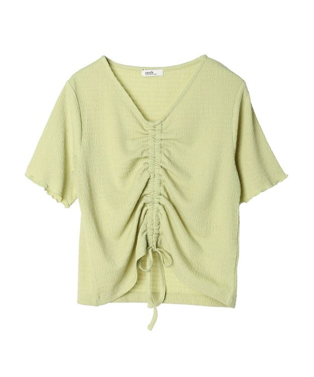 earth music&ecology ポコポコギャザードロストプルオーバー Lime Green