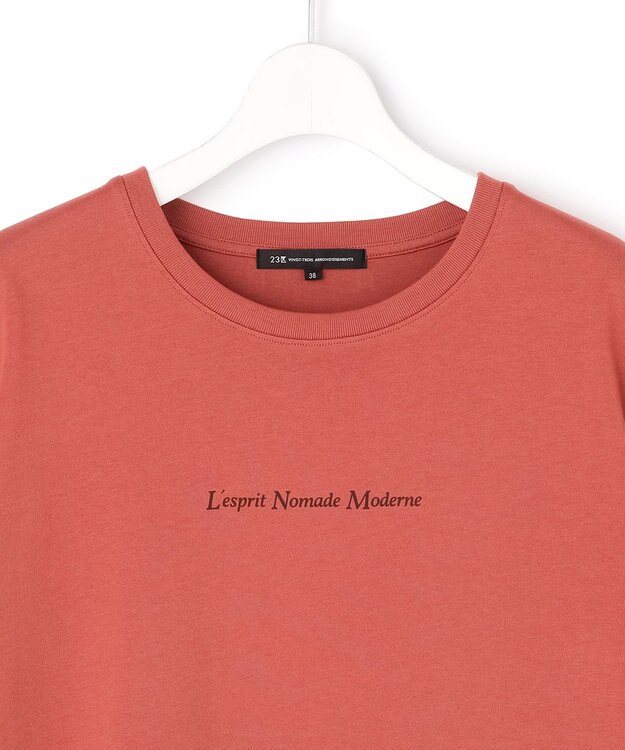 23区 【先行予約】ドロップショルダー メッセージ ロゴTシャツ オールドローズ系