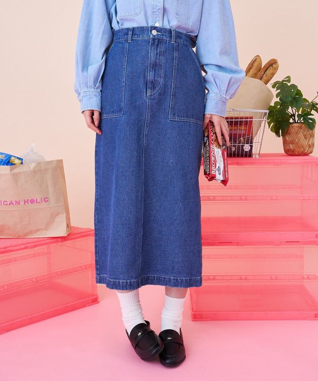 AMERICAN HOLIC 【PENNEY'S】デニムワークスカート Indigo