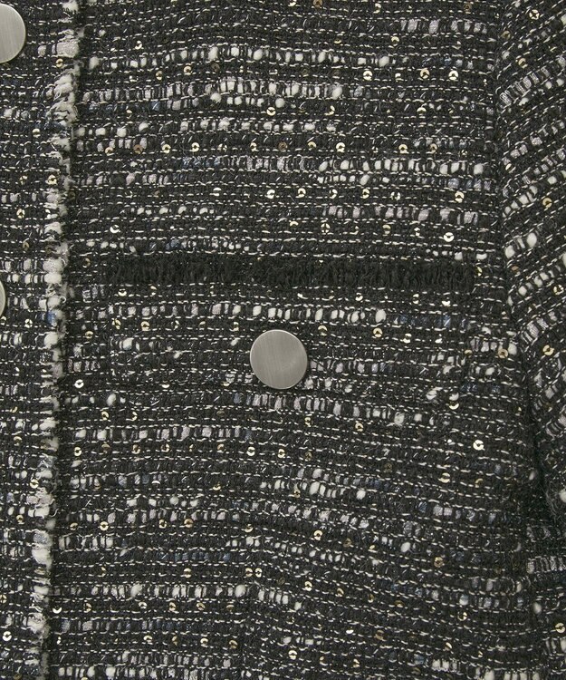 YECCA VECCA ノーカラーツイードジャケット Black
