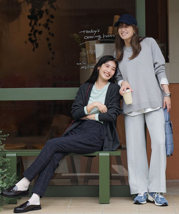 UNFILO 【ウエストゴム/14サイズ展開】beauty warm pants テーパード ウィンドーペン