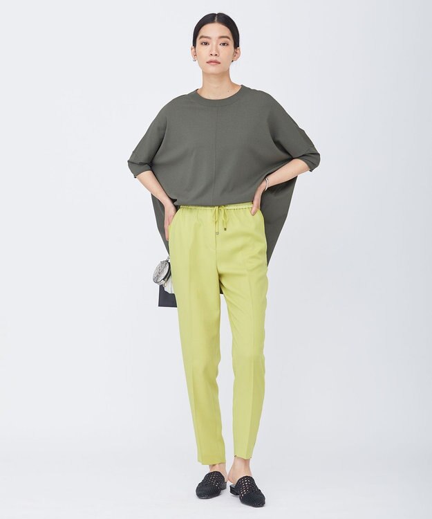 ICB L 【新色追加・洗える】 FluidBackSatin ドロストパンツ ライム系