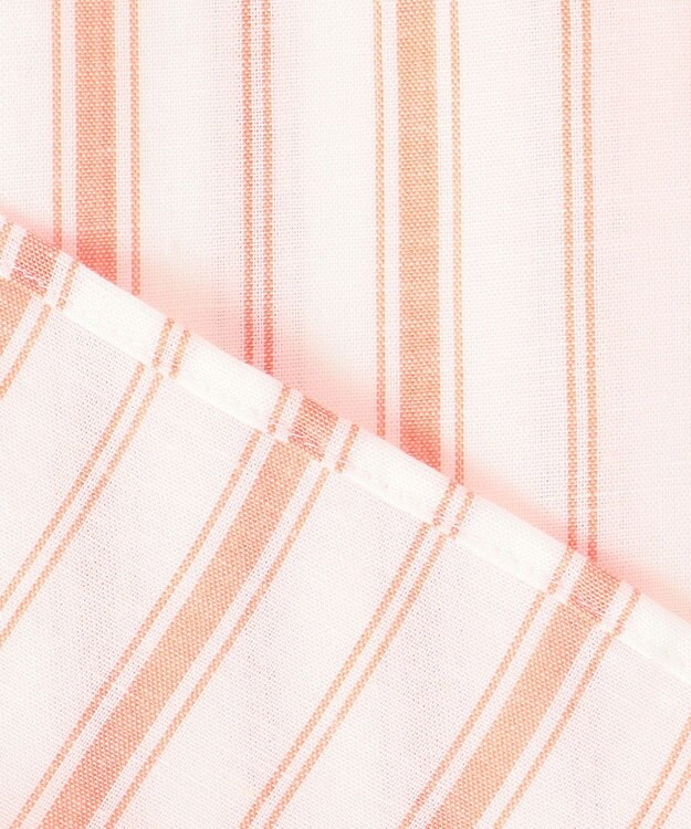 自由区 S 【ドラマ「明日はもっと いい日になる」着用】【接触冷感・吸水速乾・洗える】ナチュラルリネンクロップド丈 シャツ ホワイト×オレンジ