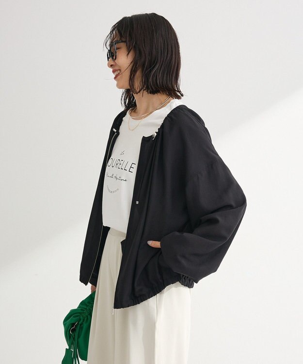 Green Parks ドロストネックシアーブルゾン Black