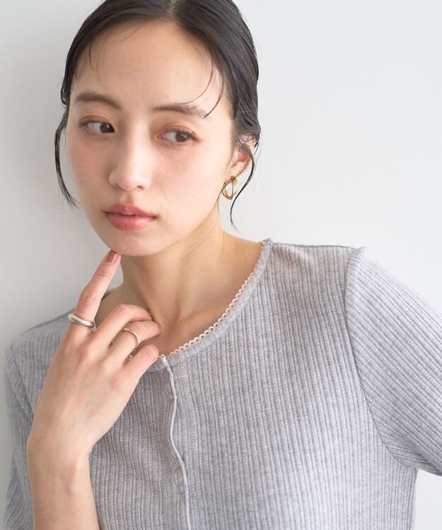 earth music&ecology チェーンリブラメカットソー Gray