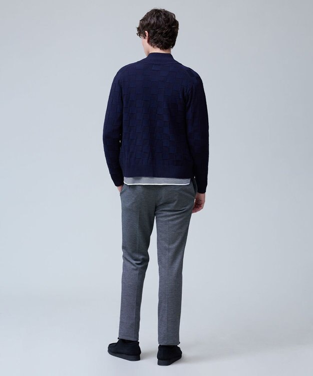 J.PRESS MEN 温かさと軽さの快適素材【ストレッチ / イージーケア】【FLEX YARN】リンクスフルジップ  ニットカーディガン ネイビー系