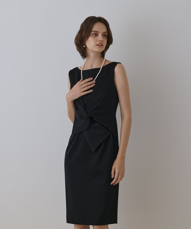 GRACE CONTINENTAL サテンクロスドレープワンピース ブラック