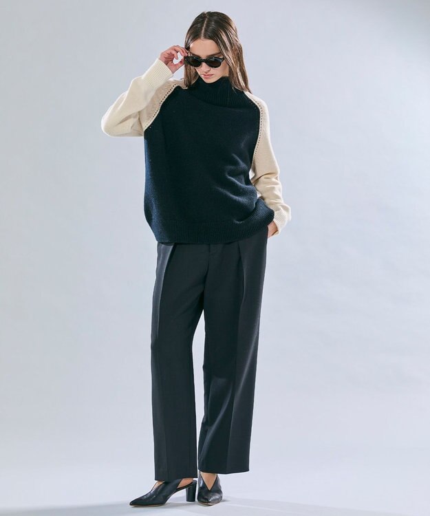 BEIGE， WASCO / 2WAYストレッチウールタックカービーパンツ Black