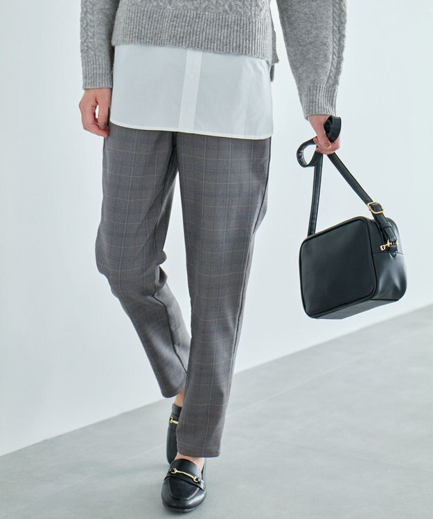 ANY 【ストレッチ/ガードル効果/裏起毛/ウエストゴム】大人の7daysウォームタッチパンツ チェック