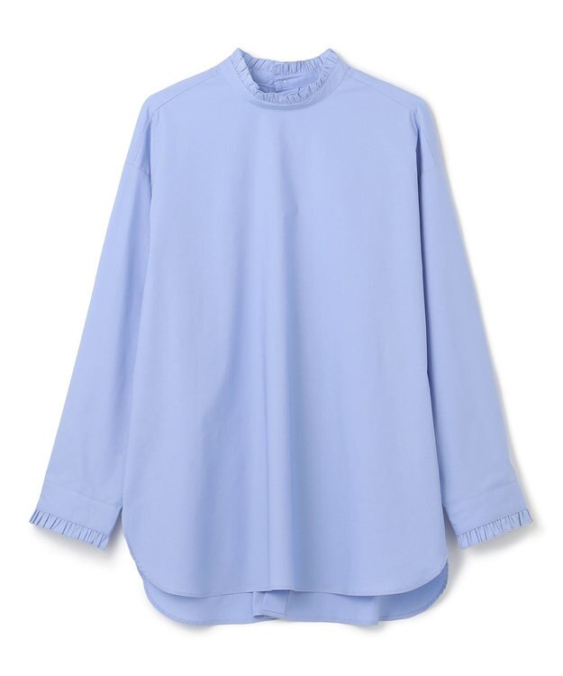 UNFILO フリルネックシャツ ブルー