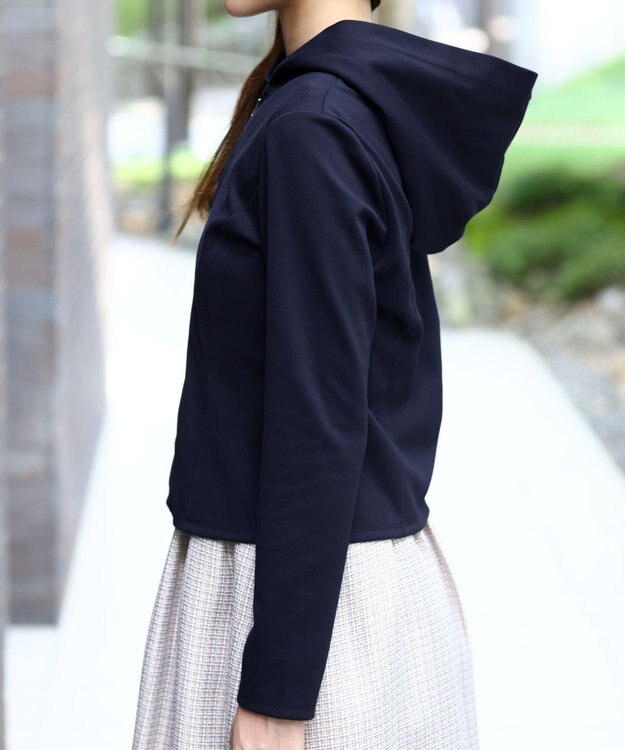 Tiaclasse 【UVカット・吸水速乾・洗える】 “きれい見え” カットソーラインフードパーカー ネイビー