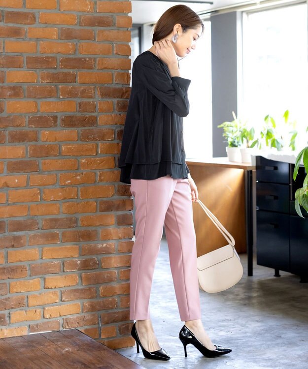 Tiaclasse 【新色追加・洗える】重ねヘムタックブラウス チャコールグレー