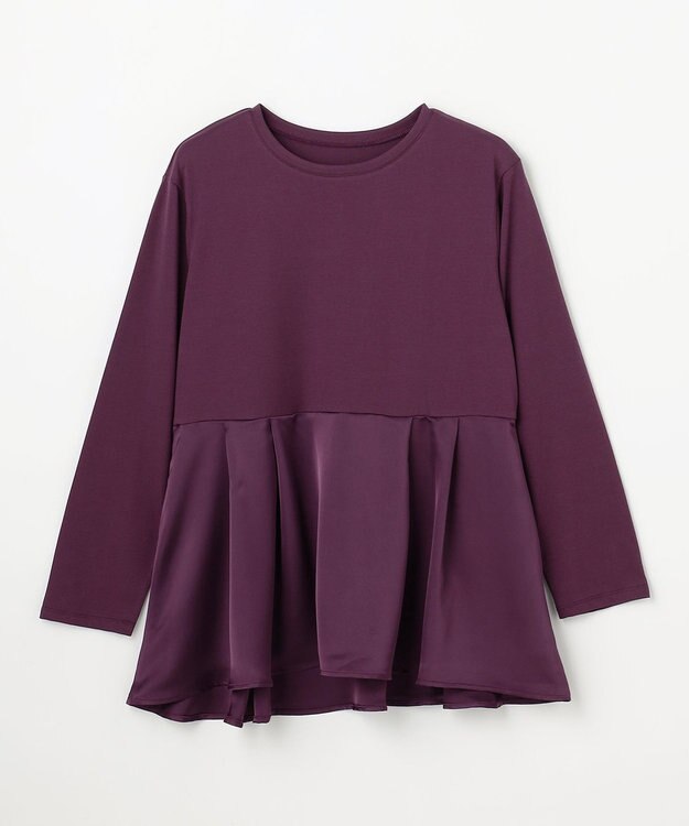 ANY L 【WEB限定】サテンコンビペプラムカットソー ワイン