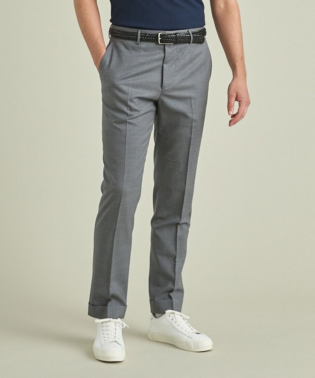 GOTAIRIKU ロングセラー【洗える/折り目加工/シワになりにくい/ウエストアジャスター】ウォッシャブル サマーウール100％パンツ_定番色(ノータック)23/24年モデル ライトグレー系