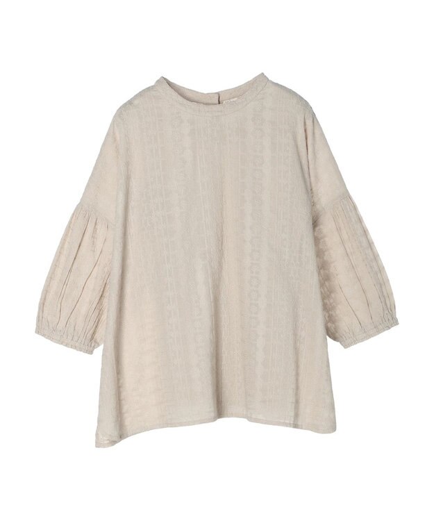 Green Parks インド綿 SET２点 刺繍７分丈ブラウス＋タンクトップ Light Beige