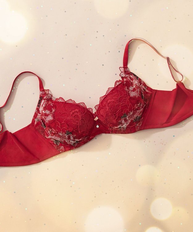 WACOAL 【ハグするブラ】 ブラジャー 体温を感知してカラダになじむ ハグシート 谷間メイク 脇高設計 ペアショーツあり ブラ レディース BRB488 /ワコール レッド