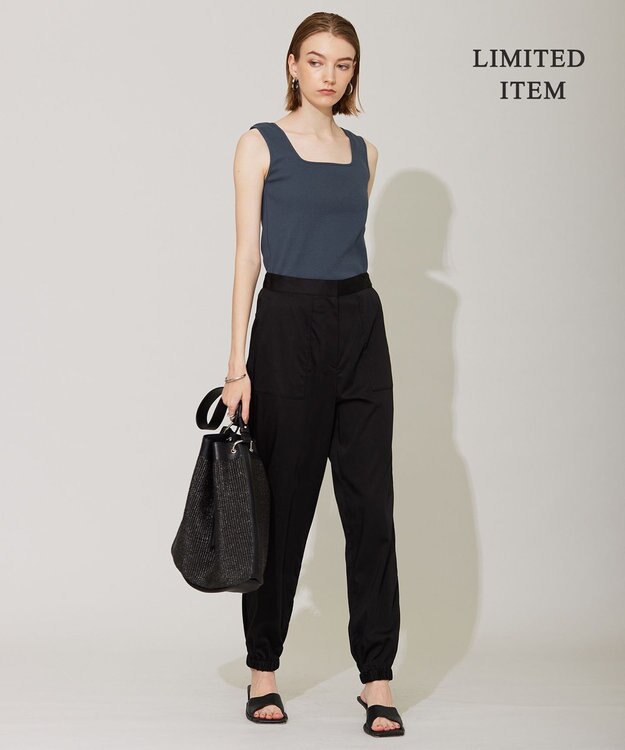 ICB L 【WEB限定・洗える】 ブロードステッチリブ タンクトップ ダルブルー系