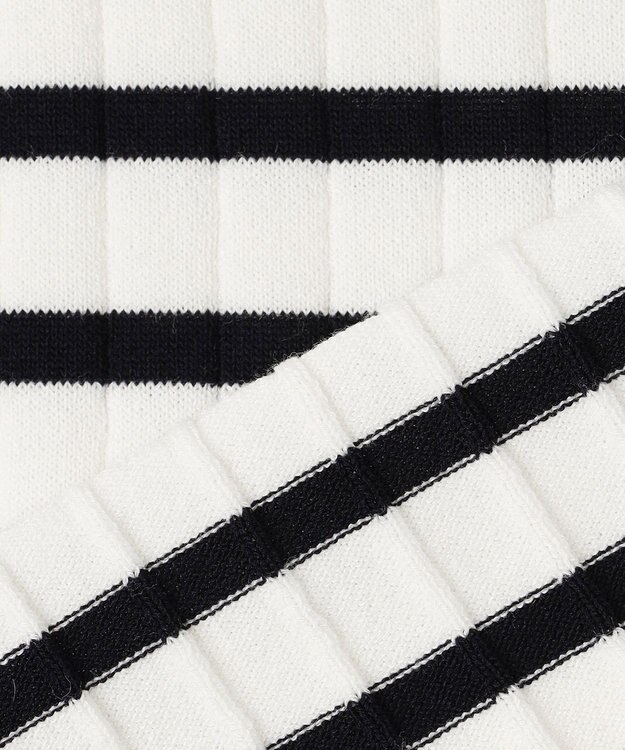 23区 【洗える】シルキーレーヨンワイドリブ ニット オフ×ネイビー