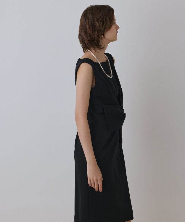 GRACE CONTINENTAL サテンクロスドレープワンピース ブラック