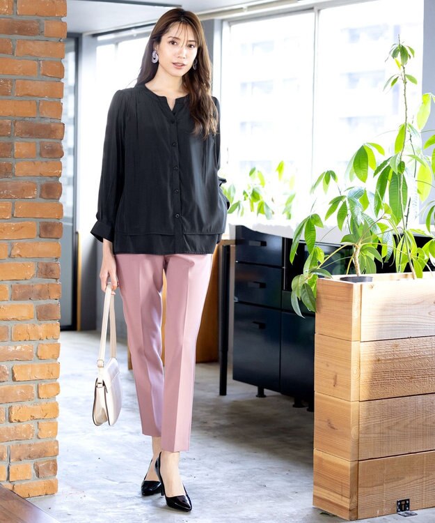 Tiaclasse 【新色追加・洗える】重ねヘムタックブラウス チャコールグレー