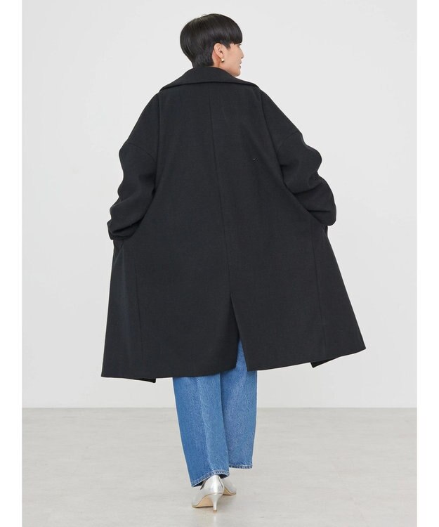 AMERICAN HOLIC 中空ＦＩＢＥＲドロップショルダーチェスターコート Black