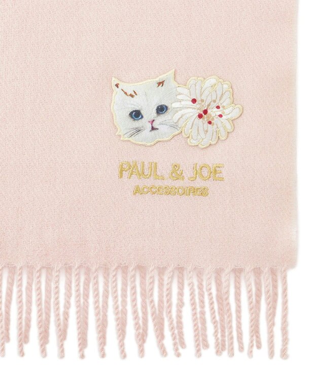 MOONBAT PAUL & JOE ACCESSOIRES ジプシー×クリザンテームワッペン付きムースタッチマフラー（パッケージ入り） ピンク