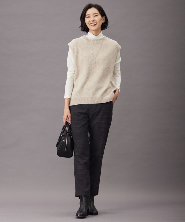 J.PRESS LADIES ウールジャージー  タートルネック カットソー ホワイト系