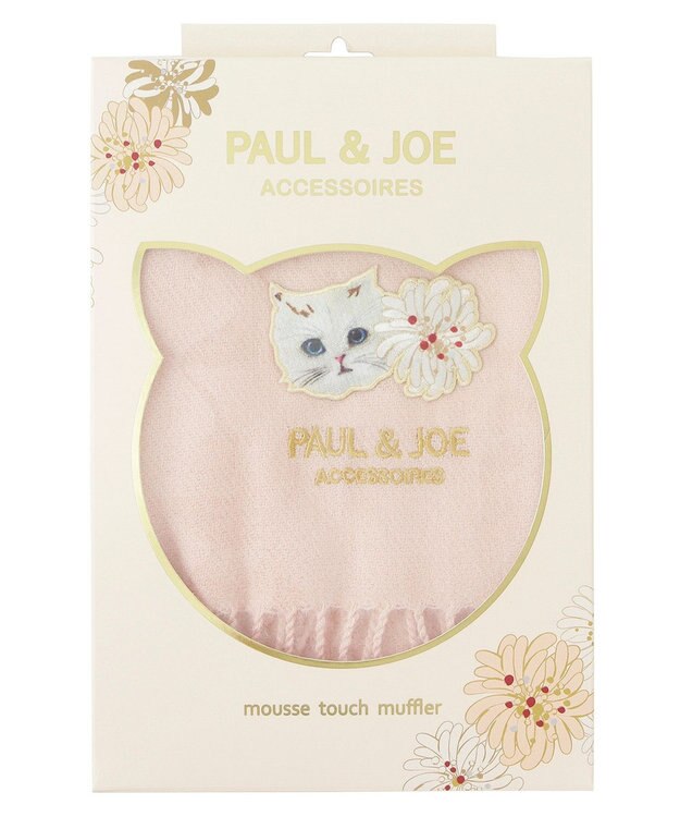 MOONBAT PAUL & JOE ACCESSOIRES ジプシー×クリザンテームワッペン付きムースタッチマフラー（パッケージ入り） ピンク