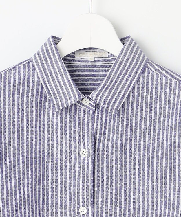 23区 L 【Oggi8月号掲載/洗える】LIBECO ベーシック シャツ ブルーストライプ