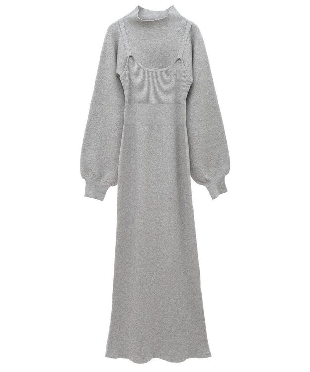 Green Parks ボレロ付ニットワンピース Light Gray