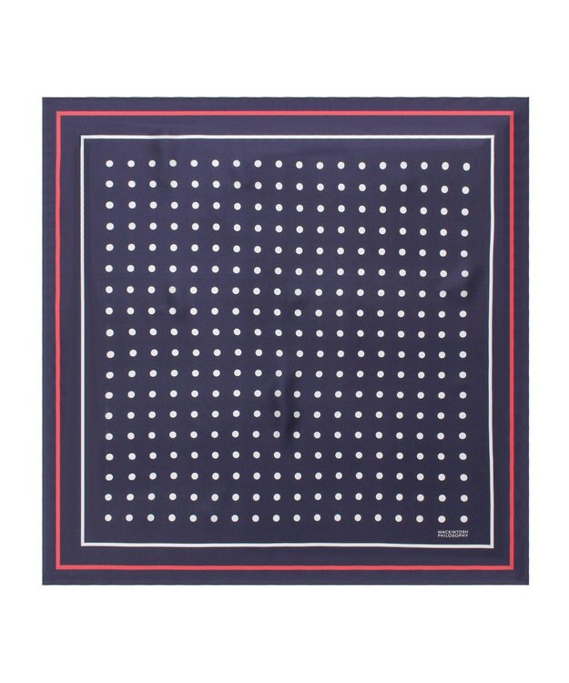 MOONBAT 【シルク100%】MACKINTOSH PHILOSOPHY(マッキントッシュ フィロソフィー）ドット シルクプリントスカーフ 日本製 68cm×68cm UV対策 ネイビーブルー