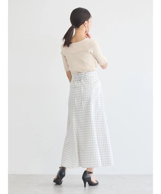 earth music&ecology フロントクロスリブニットプルオーバー Ivory