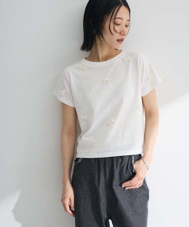 Green Parks ・ｓｗｉｎｇ　ｂｙ　パールリボンモチーフＴＥＥ Off White