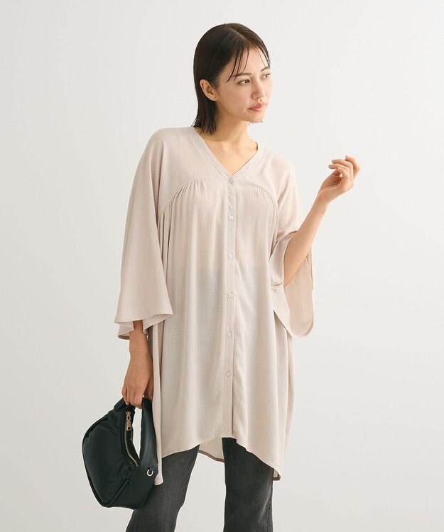 Green Parks クレープチュニック Gray Beige