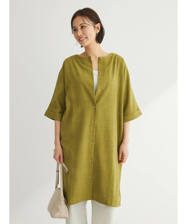 Green Parks 前後２ｗａｙミディ丈タックワンピース Green