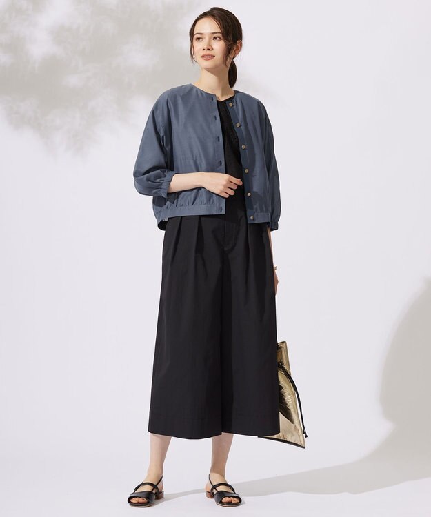 自由区 【カタログ掲載・接触冷感・洗える】ブライトシアーノーカラー ブルゾン インク