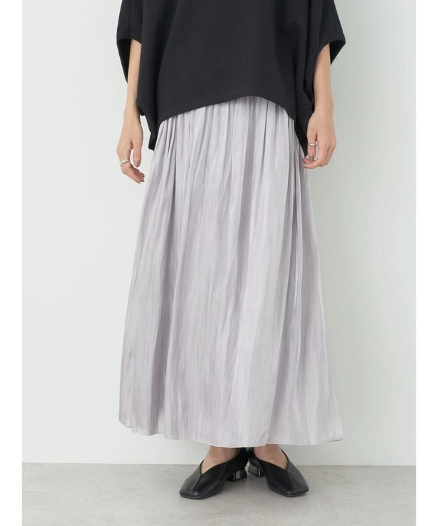 earth music&ecology シャイニーギャザースカート Light Gray