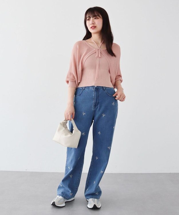 Green Parks ・swing by SET2点ニットボレロ&ニットキャミ Pink