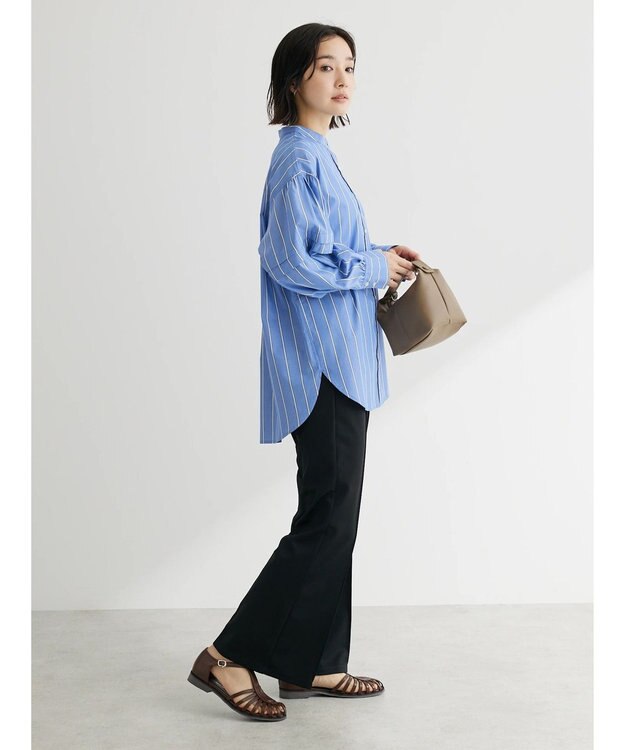 Green Parks ボリュームタックブラウス Stripe