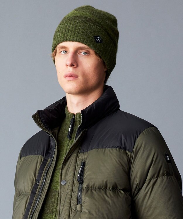 JOSEPH ABBOUD MOUNTAIN 【イタリア糸使用/軽量】ブークレーカモフラージュ ニット帽 オリーブ系2