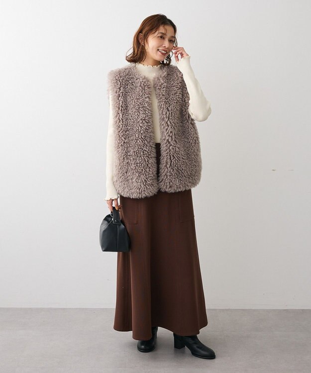 Green Parks ・ＥＬＥＮＣＡＲＥ　ＤＵＥ　サイドポケットフレアスカー Brown