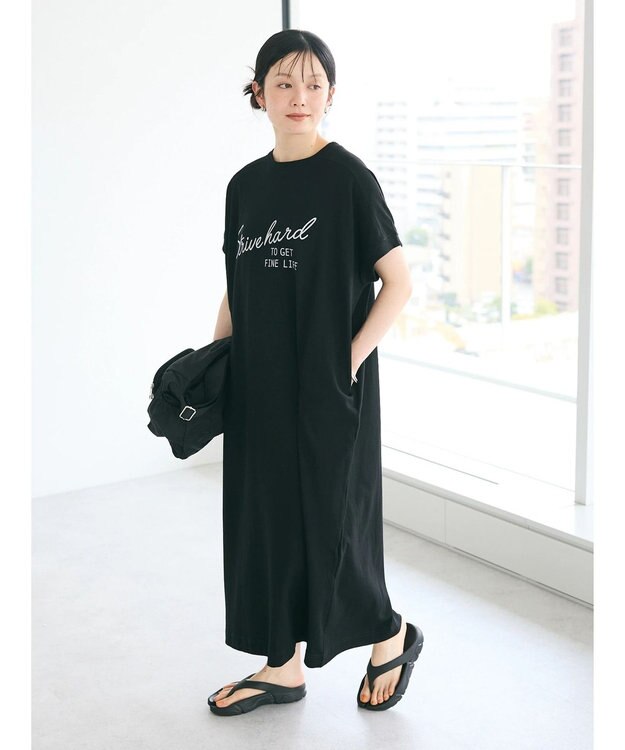 CRAFT STANDARD BOUTIQUE 10/- ヴィンテージフレンチスリーブワンピース Black