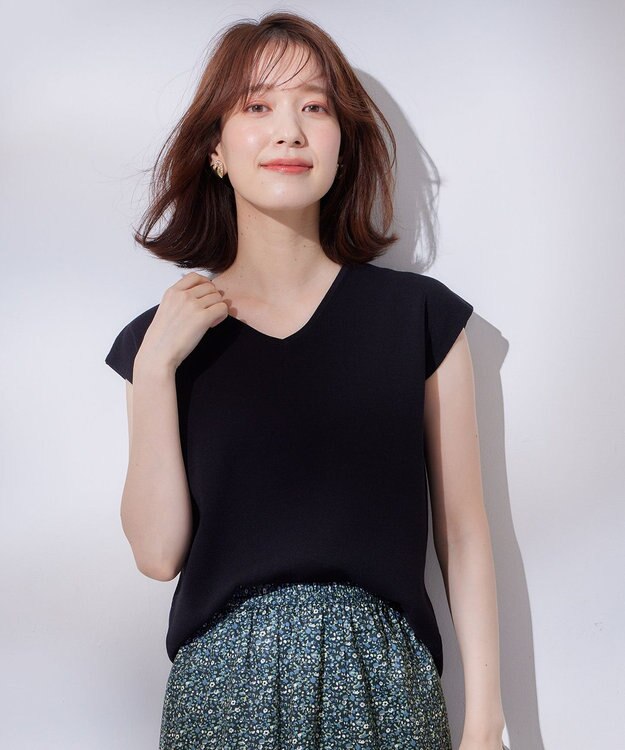 ANY 【前後2WAY/アンチピリング/洗濯機可】ノースリーブニット ブラック