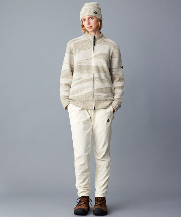 JOSEPH ABBOUD MOUNTAIN 【イタリア糸使用/軽量】ブークレーカモフラージュ ニット帽 ホワイト系2