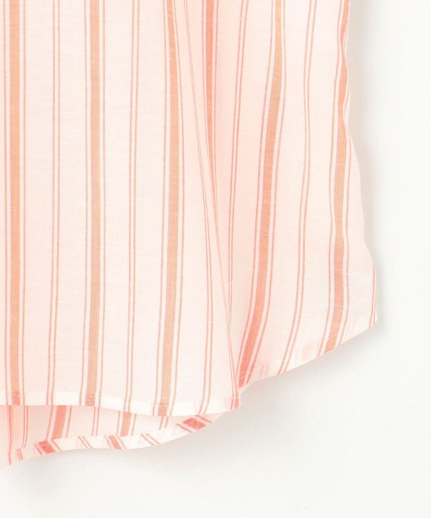 自由区 S 【ドラマ「明日はもっと いい日になる」着用】【接触冷感・吸水速乾・洗える】ナチュラルリネンクロップド丈 シャツ ホワイト×オレンジ