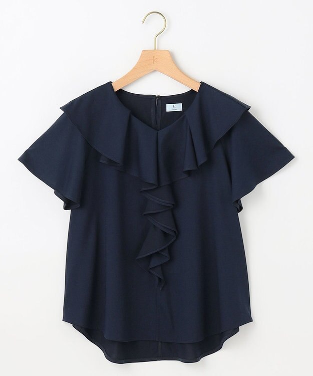 組曲 L ブラウスライクラッフル カットソー ネイビー系