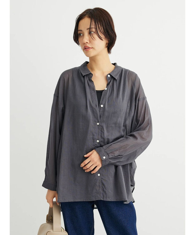 Green Parks インド綿　柔らかボイルシャツ Black