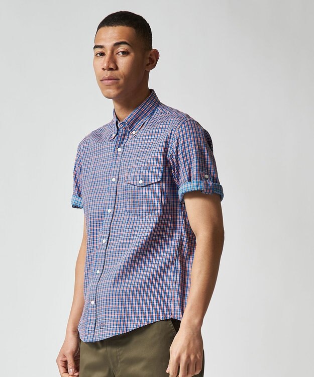 J.PRESS MEN オーガニックコットンダブルチューブマルチチェック シャツ ブルー系3