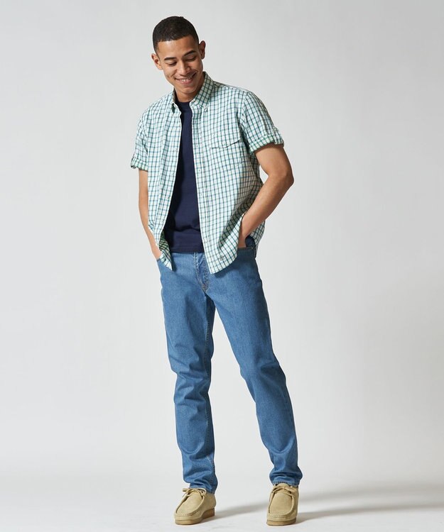 J.PRESS MEN オーガニックコットンダブルチューブマルチチェック シャツ ライトグリーン系3