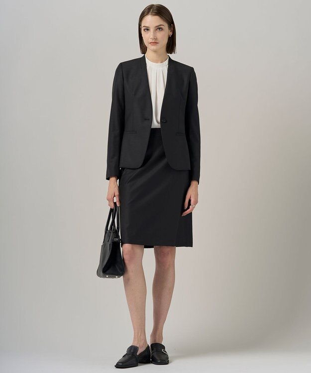 ICB L 【接触冷感・UVケア・速乾・洗える】BackSatinAmunzen ハイネックブラウス オフホワイト系